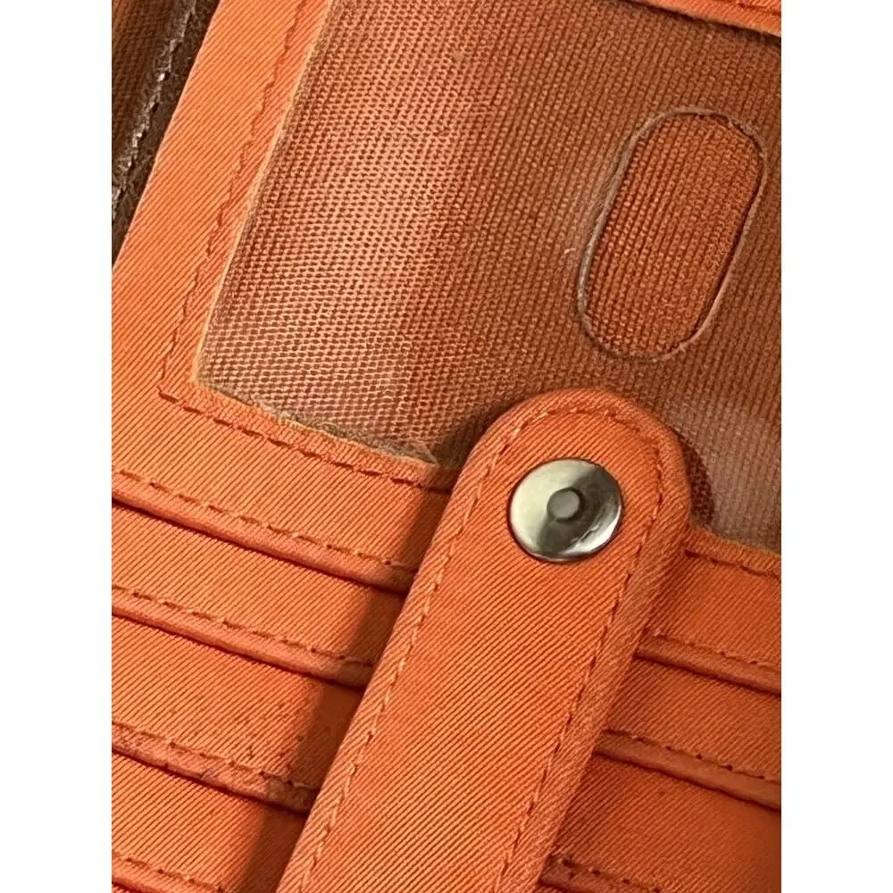 Hobo‎ Brown Leather Large Wallet Pockets Magnetic Closure Patina No Strap